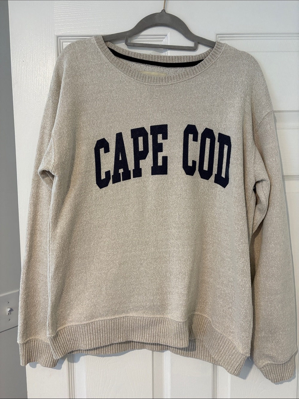 Cape Cod Pullover Sweatshirt - Cream with Navy Lettering